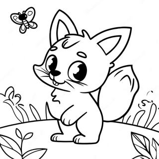 Pagina De Colorat Cu Vulpita Jucausa Cu Un Fluture 136568 68170