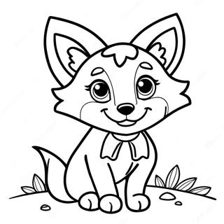 Pagina De Colorat Cu Vulpita Jucausa Cu Un Fluture 136568 68171