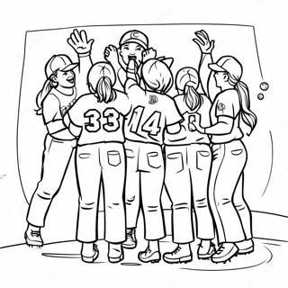 Pagina De Colorat Cu Echipa Fericita De Softball 137313-68898