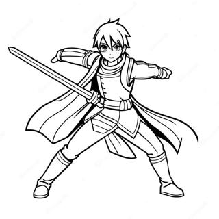 Pagina De Colorat Cu Kirito In Pozitie De Lupta 137926-69376