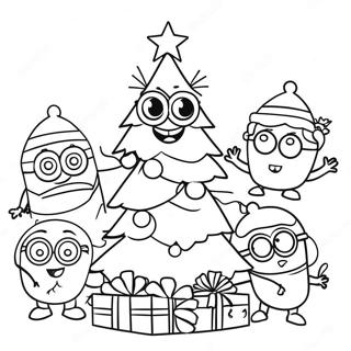 Pagini De Colorat Cu Minioni Festive Decorand Un Brad 138234-69614