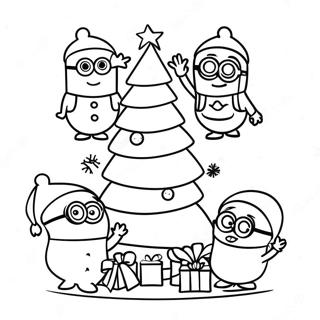 Pagini De Colorat Cu Minioni Festive Decorand Un Brad 138234-69616