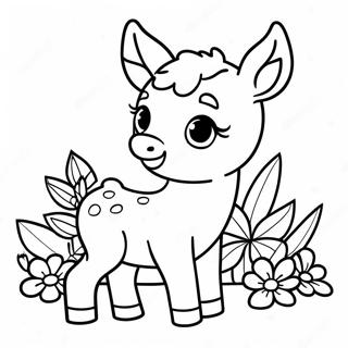 Pui De Cerb Jucaus Cu Flori Pagina De Colorat 138696 69977