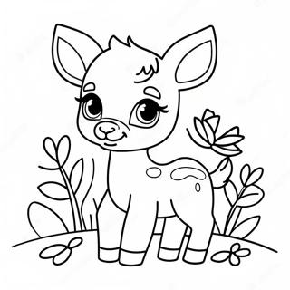 Pui De Cerb Jucaus Cu Flori Pagina De Colorat 138696 69978