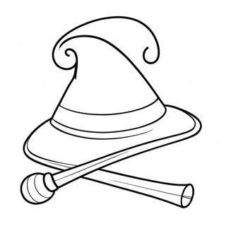 Pagina De Colorat Cu Palarie Si Bagheta Magica 139513-70620
