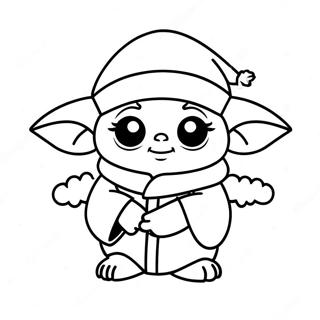 Pagini De Colorat Cu Baby Yoda Dragut Cu Palarie De Mos Craciun 139640-70716