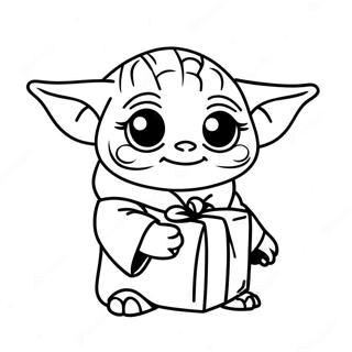 Pagini De Colorat Cu Baby Yoda Tinand Un Cadou De Craciun 139641-70717