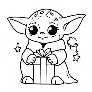 Pagini De Colorat Cu Baby Yoda Tinand Un Cadou De Craciun 139641-70719