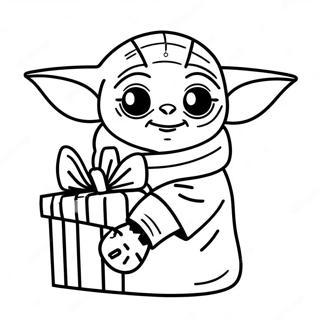 Pagini De Colorat Cu Baby Yoda Tinand Un Cadou De Craciun 139641-70720