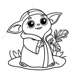 Desen De Colorat Cu Baby Yoda Festiv Si Brad De Craciun 139643-70726