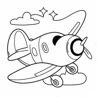 Avion De Desene Animate Cu Fata Fericita Pagina De Colorat 13968 3060