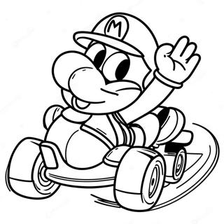 Pagina De Colorat Cu Mario Kart Yoshi Pe Un Circuit 14623-3203