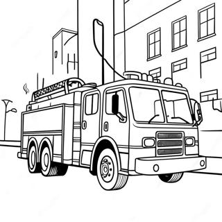 Pagini De Colorat Cu Camion De Pompieri Alergand Pe Strada 14988-3266