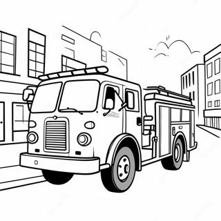Pagini De Colorat Cu Camion De Pompieri Alergand Pe Strada 14988-3267