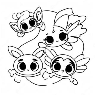 Fetele Powerpuff Zburand Impreuna Pagina De Colorat 15172-3306