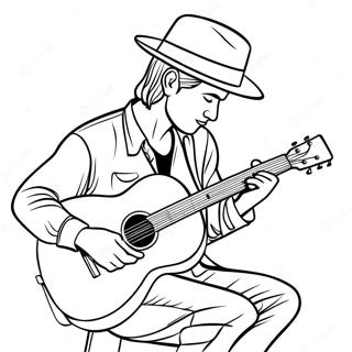 Chitarist Care Canta La Chitara Pagina De Colorat 18436-4030