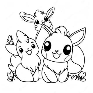 Eevee Cu Prietenii Pagina De Colorat 18813 4117