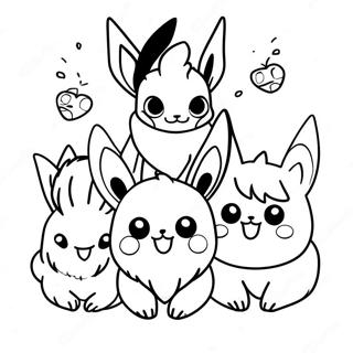 Eevee Cu Prietenii Pagina De Colorat 18813 4118