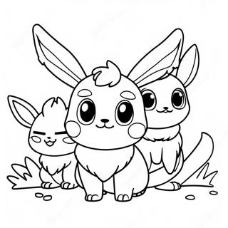 Eevee Cu Prietenii Pagina De Colorat 18813-4119