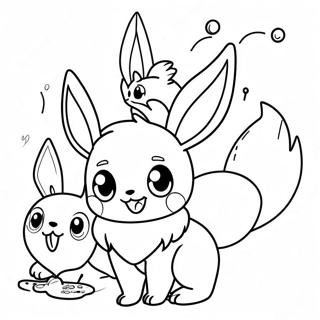 Eevee Cu Prietenii Pagina De Colorat 18813 4120