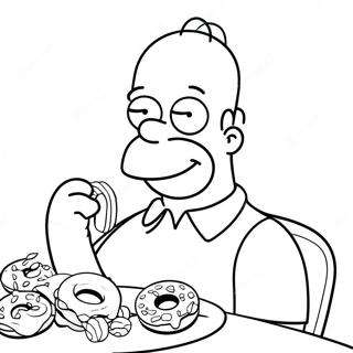 Pagini De Colorat Cu Homer Simpson Mancand Gogosi 19446-4242