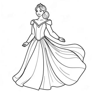 Pagini De Colorat Cu Printesa Eleganta In Rochie Fluida 2086-2772