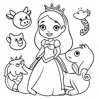 Pagini De Colorat Cu Printesa Jucausa Si Prieteni Animale 2088-833