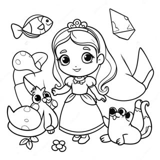 Pagini De Colorat Cu Printesa Jucausa Si Prieteni Animale 2088-834