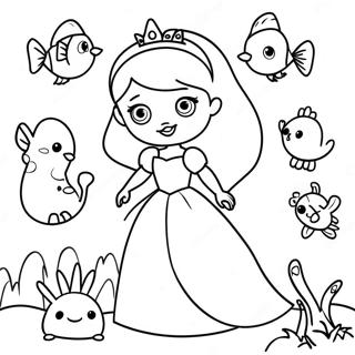 Pagini De Colorat Cu Printesa Jucausa Si Prieteni Animale 2088-835