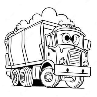Pagini De Colorat Cu Camion De Gunoi Mare Cu Sofer Fericit 21107-4611