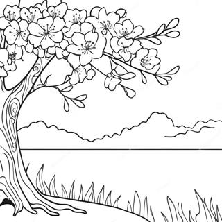 Pagini De Colorat Cu Cires Inflorit Colorat 21778-4752