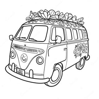 Pagini De Colorat Cu Furgoneta Hippie Colorata 24986-5442