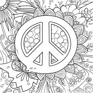 Pagini De Colorat Cu Semnul Pacii Hippie 24987-5446