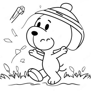 Pagina De Colorat Cu Snoopy Zburand Cu Un Zmeu 28763-6254