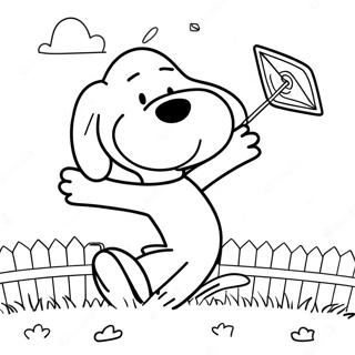 Pagina De Colorat Cu Snoopy Zburand Cu Un Zmeu 28763-6256