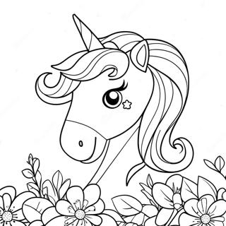 Unicorn Stralucitor Cu Flori In Pagina De Colorat 288 175
