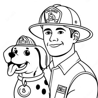 Pagina De Colorat Cu Pompierul Si Cainele Dalmatian 30302-6609