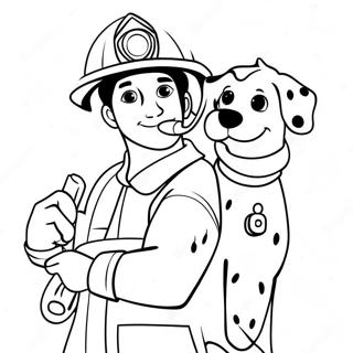 Pagina De Colorat Cu Pompierul Si Cainele Dalmatian 30302-6610