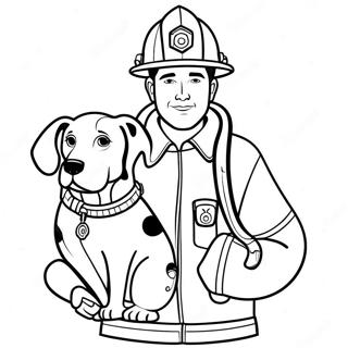 Pagina De Colorat Cu Pompierul Si Cainele Dalmatian 30302-6611