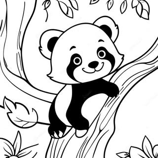 Desen De Colorat Cu Un Panda Rosu Jucaus Urcand Intr Un Copac 30726-6700