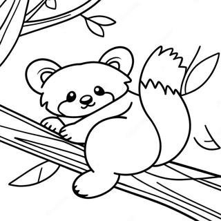 Desen De Colorat Cu Un Panda Rosu Somnoros Dormind Pe O Ramura 30728 6706
