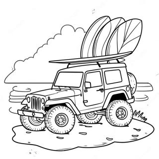 Jeep Cu Plăci De Surf Pe Acoperiș - Pagina De Colorat Desene De Colorat