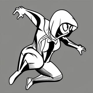 Spider Gwen In Pozitie De Actiune Pagina De Colorat 32109-6998