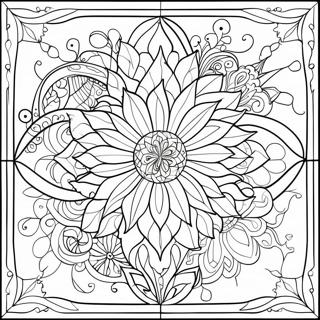 Pagini De Colorat Cu Flori Din Sticla Colorata Intricate 33715-7360