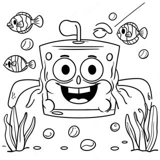 Desen De Colorat Cu Spongebob Squarepants In Aventura Subacvatica 34085-7434