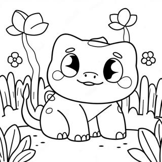 Pagina De Colorat Bulbasaur Dragut In Gradina De Flori 34159-7456