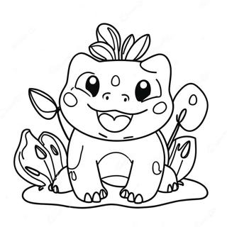 Pagina De Colorat Bulbasaur Fericit Cu Un Zambet Mare 34160-7457