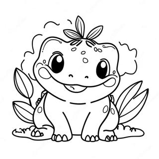 Pagina De Colorat Bulbasaur Fericit Cu Un Zambet Mare 34160-7459