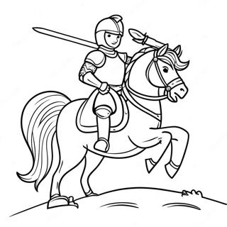 Culoare Pagina Cu Cavalerul Fermecator Pe Un Cal Gallant 35247 7704