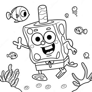 Pagini De Colorat Cu Spongebob Squarepants In Aventura Subacvatica 3660-2732